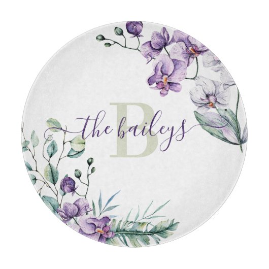 モノグラム ウォーターカラー オーキッド カッティングボード (正面)