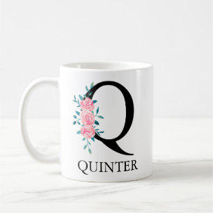 モノグラム ウォーターカラー オーダーメイド 単一文字 Q コーヒー コーヒーマグカップ