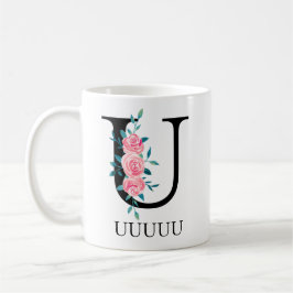 モノグラム ウォーターカラー オーダーメイド 単一文字 U コーヒーマグカップ