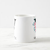 モノグラム ウォーターカラー オーダーメイド 単一文字 V コーヒーマグカップ (中央)