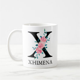 モノグラム ウォーターカラー オーダーメイド 単一文字 X コーヒーマグカップ