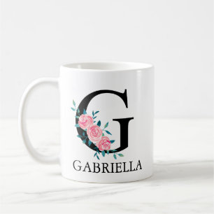 モノグラム ウォーターカラー オーダーメイド 単文字 G コーヒー コーヒーマグカップ