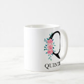 モノグラム ウォーターカラー オーダーメイド 単文字 Q コーヒー コーヒーマグカップ (正面右)