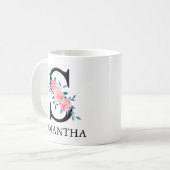 モノグラム ウォーターカラー オーダーメイド 単文字 S コーヒー コーヒーマグカップ (正面左)