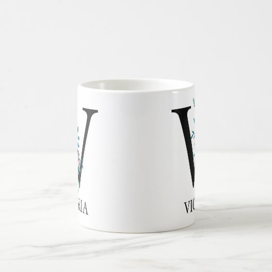 モノグラム ウォーターカラー オーダーメイド 1文字 W コーヒーマグカップ (中央)