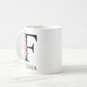 モノグラム ウォーターカラー カスタム 単一文字 F コーヒーマグカップ (正面左)