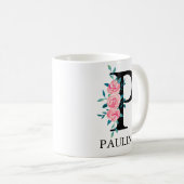 モノグラム ウォーターカラー カスタム 単一文字 P コーヒーマグカップ (正面右)