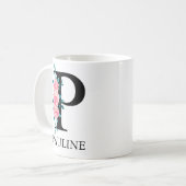 モノグラム ウォーターカラー カスタム 単一文字 P コーヒーマグカップ (正面左)