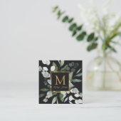 モノグラム ウォーターカラー トロピカル グリーンリーフ スクエア名刺 (スタンド正面)