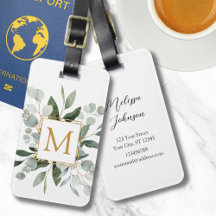 モノグラム ウォーターカラー トロピカル グリーン リーフ