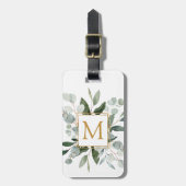 モノグラム ウォーターカラー トロピカル グリーン リーフ ラゲッジタグ (正面縦)