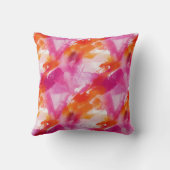 モノグラム ウォーターカラー ピンク オレンジ アブストラクト クッション (裏面)