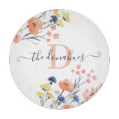 モノグラム ウォーターカラー フラワーのまな板 カッティングボード (正面)