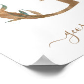 モノグラム ウォーターカラー フラワー ゴールド レター G ポスター (角)