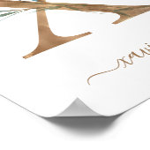 モノグラム ウォーターカラー フラワー ゴールド レター X ポスター (角)