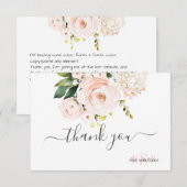 モノグラム ウォーターカラー ブラッシュ ピンク ローズ ハイドランジア サンキューカード (正面/裏面)