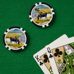 モノグラム+ウォーターカラー+ヘラジカ+ポーカーチップ ポーカーチップ