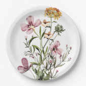 モノグラム ウォーターカラー ワイルドフラワーの花束 #1 ペーパープレート (正面)