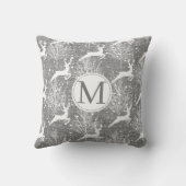 モノグラム – ウッドランドトナカイ – グレー クッション (裏面)