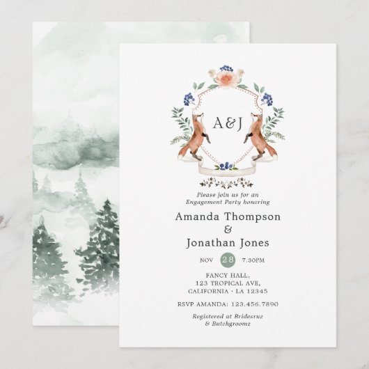 モノグラム ウッドランドローレルクラスト 結婚内祝 招待状 (正面/裏面)
