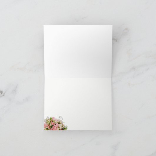 モノグラム ウッド ハーツ ピンクとホワイトのローズ サンキューカード (内部)