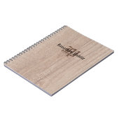 モノグラム・ウッド・ボード・ルック・オールド・スクリプト・テンプレート ノートブック (左側)