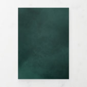 モノグラム&エメ縁どラエレガントルドグリーン結婚ズ 三つ折り招待状 (カバー)