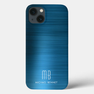モノグラム エレガントブルー ブラッシュドメタル iPhone 13ケース
