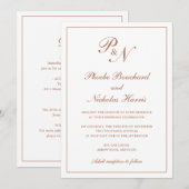 モノグラム エレガント テラコッタ オールインワン ウェディング 招待状 (正面/裏面)