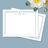 モノグラム エレガント ネイビーブルー 枠 ステーショナリー ノートカード