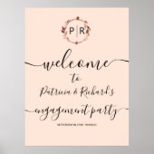 モノグラム エンゲージメントパーティー ウェルカムサイン 発泡ボード ポスター (正面)