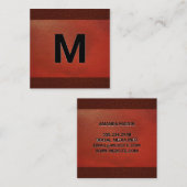 モノグラム | エンボスレタリングレッドレザー スクエア名刺 (正面/裏面)