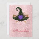 モノグラム オクトーバー スパークル キティ 誕生日 招待状 (正面)