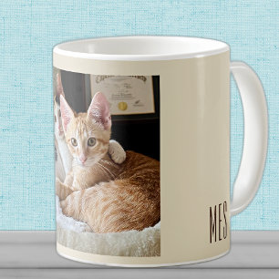 モノグラム オリジナル写真 かわいいペット 11oz または 15oz コーヒーマグカップ