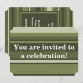 モノグラム オリーブグリーンのストライプ 招待状 (正面/裏面)