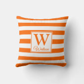 モノグラム | オレンジストライプ色 | おもしろい モダン クッション (裏面)