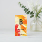 モノグラム | オレンジ色の赤いブラシストローク 名刺 (スタンド正面)