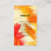 モノグラム | オレンジ色の赤いブラシストローク 名刺 (裏面)