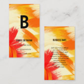 モノグラム | オレンジ色の赤いブラシストローク 名刺 (正面/裏面)
