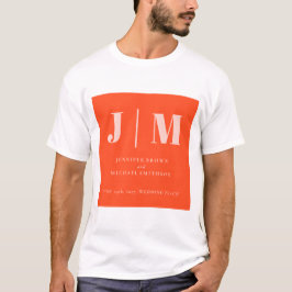 モノグラム オレンジ ピンク シンプル ウェディング Tシャツ