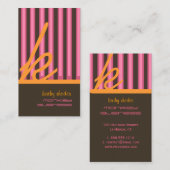 モノグラム オレンジ/ピンク/チョコレート ストライプ 名刺 (正面/裏面)