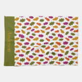 モノグラム オータムリーフ 秋の色彩 緑 黄色 キッチンタオル (横)