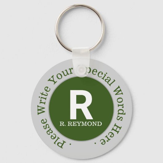モノグラム&カスタム文字オンニースグリーンプロモーション キーホルダー (正面)
