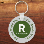 モノグラム&カスタム文字オンニースグリーンプロモーション キーホルダー (正面)