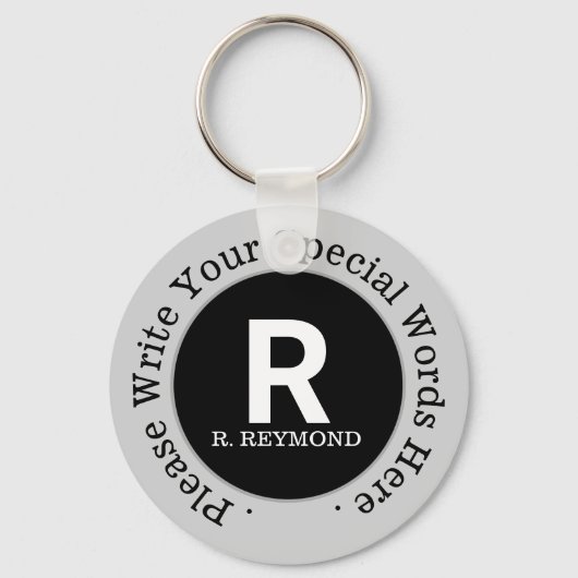 モノグラム&カスタム文字オンニースプロモブラック キーホルダー (正面)