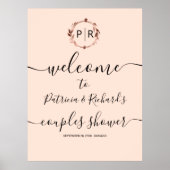 モノグラム カップルシャワー ウェルカムサイン フォームボード ポスター (正面)