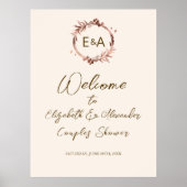 モノグラム カップルシャワー ウェルカムサイン ボード ポスター (正面)