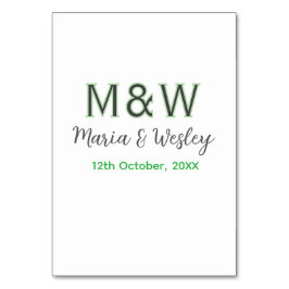 モノグラム カップル グレー 緑 現代 ロマンチック デート シ テーブルナンバー