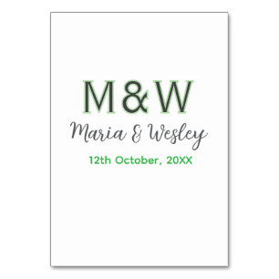 モノグラム カップル グレー 緑 現代 ロマンチック デート シ テーブルナンバー