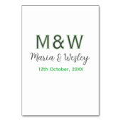 モノグラム カップル グレー 緑 現代 ロマンチック デート シ テーブルナンバー (裏面)